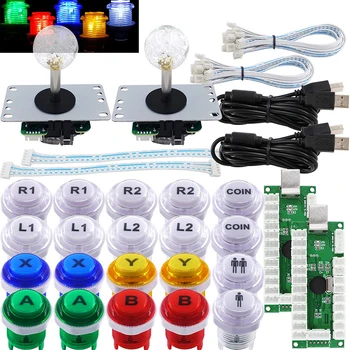 Arcade kursorsviru pc 2 Atskaņotājs DIY Komplektu LED Pogas Mikroslēdzis 8 Ceļu Kursorsviru USB Encoder Kabeli PC MAME Aveņu Pi