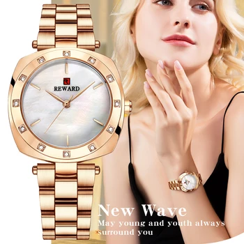 ATLĪDZĪBA Rose Gold Sieviešu Pulkstenis Modes Luksusa Kvarca Dāmas rokas Pulkstenis Nerūsējošā Tērauda Siksniņa Relogio Feminino