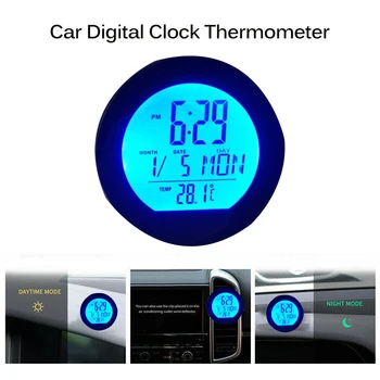Auto Auto LCD Digitālais Pulkstenis Termometrs Temperatūras, Sprieguma Mērītājs Battery Monitor Universal Power Saules Auto Pulkstenis Piederumi