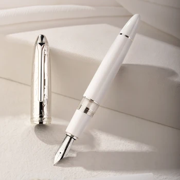 Balts HongDian N6 Virzuļa Fountain Pen Sveķu EF/F/Garu Nazi Zib Skaistas Torpedo Mākonis Zīmogs Klp Uzņēmējdarbības Birojs Rakstiski