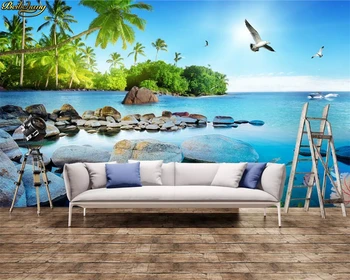 beibehang Pielāgotus foto tapetes, sienas skaistu 3D skatu uz jūru salu TV fona sienas papīri mājas dekoru papel de parede infanti