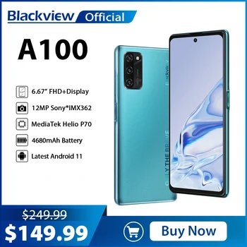 Blackview A100 Helio P70 Android 11 Viedtālrunis 6GB+128GB 6.67