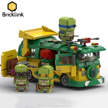 Bricklink Idejas Filma Skaitļi Bruņurupucis Brickheadz un Van Puse Vagona Radošo Ekspertu Automašīnu Komplekti Celtniecības Bloki, Rotaļlietas, Ziemassvētku Gif