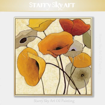 Brīnišķīgi Sienas Mākslas Rokām apgleznotas Morning Glory Ziedi, Eļļas Glezna uz Audekla Skaistuma Ziedi, Eļļas Glezna, lai Dzīvojamā Istaba Dekori