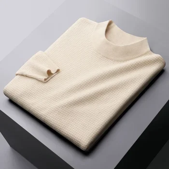 cietā Luksusa color augstas kvalitātes siltā puse augstu kakla Vīriešu modes Vafeļu trikotāžas džemperis džemperis Rudens un Ziemas 2023