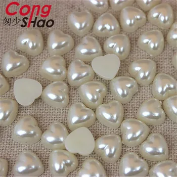 Cong Shao 300pcs 8/10 /12mm Sirds Formas Krēms White Pearl Flatback Rhinestone Krelles, Mākslīgas Pērles DIY Tālrunis Apdare CS210
