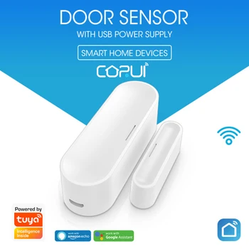 CoRui Smart Wifi Durvju Sensors WI-FI Bezvadu Savienojumu Durvju Aizsargs Windows Sensors USB barošanu, kas Saistīti Modinātājs Ar Vairāk Sensori