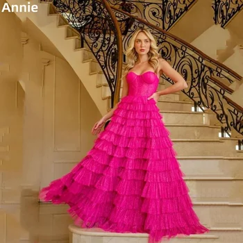 Daudzslāņu Tilla Balles Kleitas Strapless Kokteilis Pasūtījuma vakartērpi, Karstā Rozā Vestidos De Fiesta Elegantes Para Mujer 2023