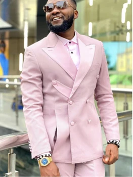 Dubultā Āfrikas Tērpi Komplekts Vīriešu Slim Fit Līgavainis Tuxedos Kāzu Terno Masculino Vīriešu Modes 2 GAB (Jacet +Bikses) 2023