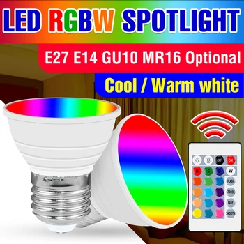 E14 Krāsu Mainīšana RGB Spuldzes E27 LED Prožektoru gaismā, MR16 ēsmas zivtiņu vadi 15W Atmosfēru Spuldzes 220V Smart Gaismas, Mājas Dekoru GU10 Burvju Spuldzes