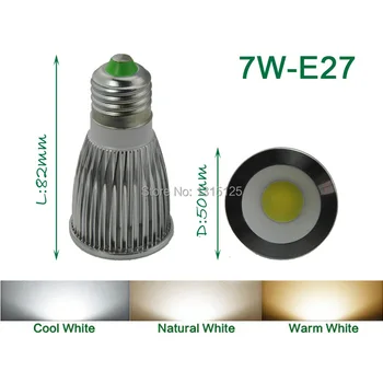 E27 LED Prožektoru gaismā, COB, 7W Spot gaismas lampa Siltā/Aukstā Whtie iekštelpu Spuldzes Gaismas CE, ROHS Garantija 3 gadi X 4GAB