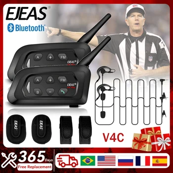 EJEAS V4C Futbola Tiesneša Domofons Bluetooth 5.1 Austiņas 4 Cilvēki Vispārējo Sakaru Komunikācijas Austiņas Brīvroku 1500 m