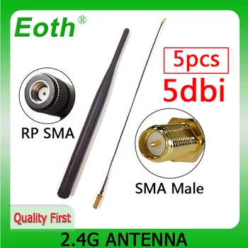 EOTH 5gab 2.4 g 5dbi antenu sma female wlan wifi 2.4 ghz antene IPX ipex 1 SMA male bize pagarinātāja Vads iot moduļa antena