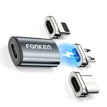 FONKEN Magnētisko Kabeļu Uzgaļi Mobilo Telefonu Lādēšanas Kabeļa Savienotājs Magnētisko Lādētāja Kabelis, Adapteris, Mikro-USB Kabelis Magnēts Padoms USB C