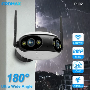 FRDMAX 4K Binokļu Drošības Kameras Āra WiFi 8MP Dual Objektīvs Uzraudzības IP Cam CCTV 180° Platleņķa AI Atklāšanas Onvif Icsee