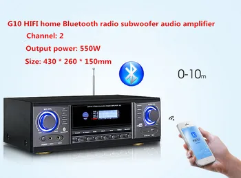 G10 550W 2.0 kanālu HIFI mājas skaļrunis Bluetooth radio subwoofer, pastiprinātājs Ar LED displeju USB/SD apskates mikrofona ieeja