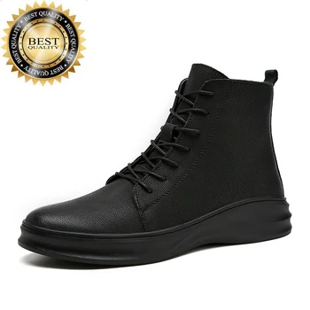 gadījuma itāļu zīmola dizainere vīriešu zābaki īstas ādas kurpes, melnas platformas boot buty meskie potītes botas masculinas chaussures