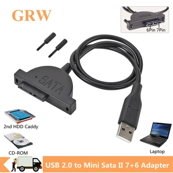 Grwibeou USB 2.0 Mini Sata II 7+6 13Pin un Adapteri Portatīvo datoru CD/DVD ROM Slimline Disku Pārveidotājs Kabelis Skrūves vienmērīgs stils 1GB