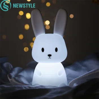 Gudrs LED Nakts Gaisma Bērniem Trušu Iekštelpu Apgaismojums Touch Sensors Guļamistabas Gultas Lampa, Telpu Dekorēšana Silikona Bunny Galda Lampa