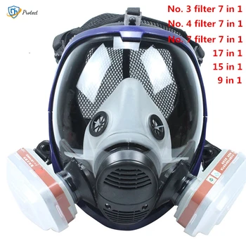 Gāzes maska, 6800 7 1 6001 gāzes maska, skābes putekļu maska gāzes maska, krāsas pesticīdu izsmidzināšanas silikona filtrs laboratorijas kasetne metināšanas