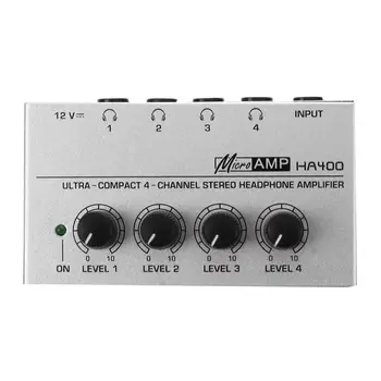 HA400 4 Kanālu Ultra-kompaktās Austiņas Audio Stereo Amp Microamp Pastiprinātājs
