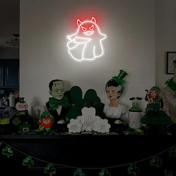 Halloween Neona Zīme Laimīgs Puse Labu Vibrācijām Dekors LED Gaismas Sienas Mākslas Dekoru Personalizētu Dāvanu Bērniem, Pusaudžiem, Guļamistabas, Spēļu Istaba