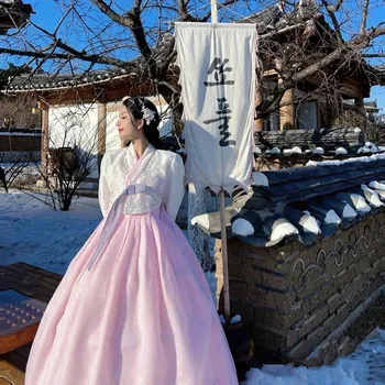 Hanbok Korejiešu Tradicionālās Kleita 2023 Sieviete, Karaliene Jaunu Korejiešu Stila Drēbes Uzvalku Fotogrāfija Apģērbi Tautas Deju Hanbok Kāzu Puse