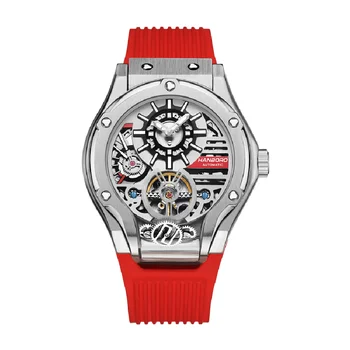 HANBORO jaunas pulksteņu markas limited edition Pilnībā Automātiska Mehāniskā VĪRIEŠU rokas Pulksteņi, spararata gaismas modes vīrietis pulkstenis Reloj Hombre