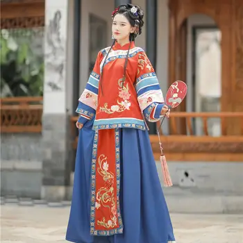 Hanfu WomenChinese Tradicionālie Izšuvumi Posmā Pasaku Sniegumu Kostīmu Elegants Princese Valsts Deju Valkāt Austrumu Kleita