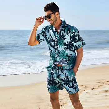 Hawaii Pludmales Modes Krekls Un Šorti Cilvēks Vasaras Komplekti