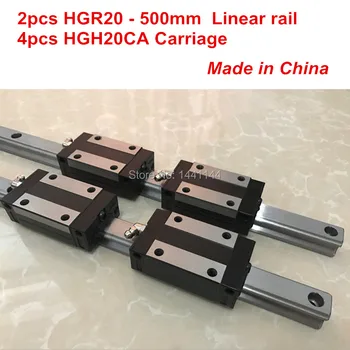 HGR20 lineārie guide: 2gab HGR20 - 500mm + 4gab HGH20CA lineāro grupu pārvadājumi CNC daļas