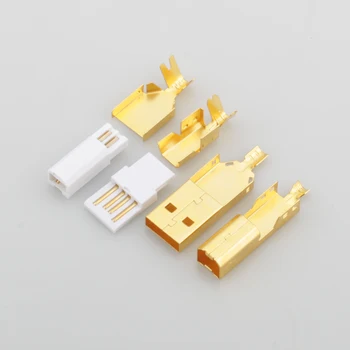 Hi-End apzeltīts USB pieslēgvieta USB A+USB B Tips A-B Plug DIY USB Vads Izgatavots Taivānā