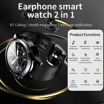 Iebūvēts Bezvadu Earbuds Smartwatch, Sirdsdarbības, Miega Monitori Ikdienas Valkāšanai
