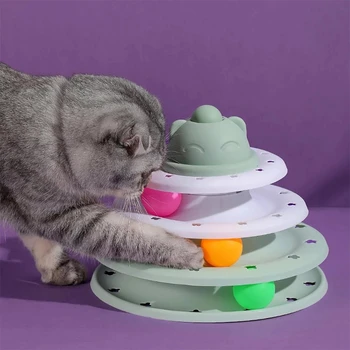 Interaktīvais Kaķis Rotaļu 4-Slāni, Kursorbumbas Vinilplašu INS Stila Dziesmu Rotaļlietas, lai Kaķiem Izlūkošanas Mācības, Spēlēt Spēles, Kaķis Piederumi