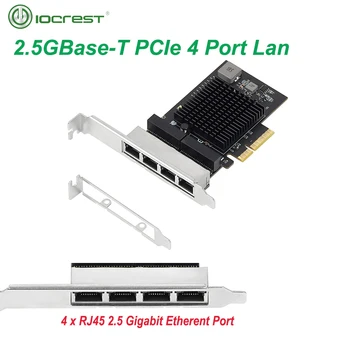 IOCREST 2.5 Gigabit Quad Port PCIe RJ45 Lan 10/100/1000/ 2500Mbps Realtek 8125b Čipu 4 Port Server Gigabit Tīkla Karte 2.5 G