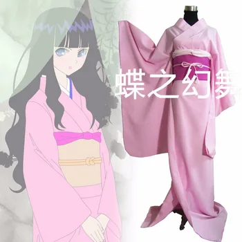 Japāņu Tradicionālo Sieviešu Rozā Furisode Kimono Cosplay Kostīms Komplekts