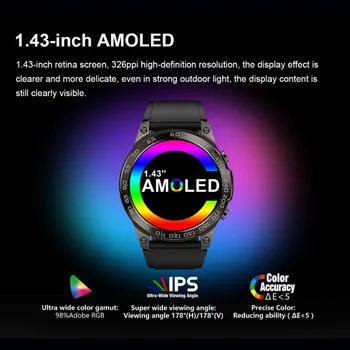 JAUNAIS AMOLED Smart Skatīties 1.43 collu 466*466 Pikseļu Ekrānu NFC Bluetooth Zvanu Vīriešiem Smartwatch Sirdi Līmenis Asinīs, Skābekļa Sporta Pulksteņi
