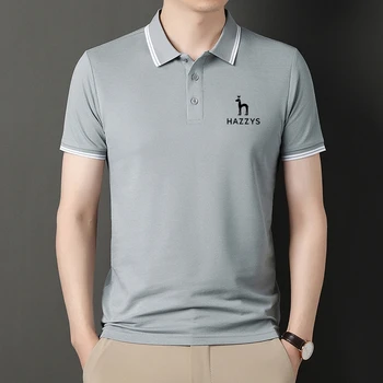 Jaunas Ielidošanas Vasaras Vīriešu T-krekls Gadījuma Plānas Kārtas-Apkakle T Īsām piedurknēm Hazzys tīrtoņa Krāsu Slim Fit T Krekls