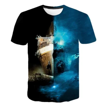 Jaunas Vasaras Titanic 3D Iespiests T-Krekli Ikdienas Vīriešu Modes Īsām Piedurknēm Atdzist Streetwear Topi Ērti Tee Apaļu Kakla Apģērbs