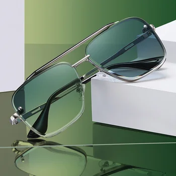 Jauno Slīpumu Saulesbrilles Vīriešu Modes Metāla Lielu Rāmis, Saules Brilles Zīmolu, Dizainu, Luksusa Lunette De Soleil Homme UV400