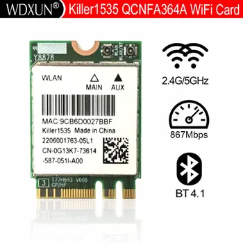 Jauns Wlan 2-in-1 Killer Bezvadu 1535 802.11 A/b/g/n/ac + Bluetooth 4.1 ; M. 2 2230 Wifi Tīkla Karte 802.11 ac 867mbps Ethernet