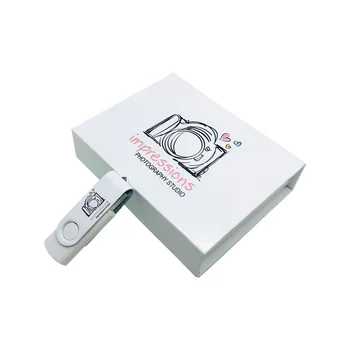 Jaunu Bezmaksas Pielāgotu Krāsu, Studio LOGO Balta Metāla Klipsi USB2.0 Flash Drive 4GB 8GB 16GB 32GB 64GB Atmiņas karti memory Stick un Baltā Kaste
