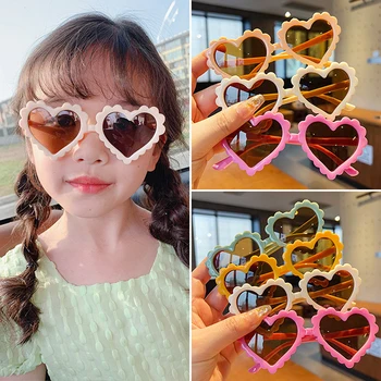 Jaunu Bērnu Cute Krāsas Saulesbrilles Sirds Āra Bērniem Jauki Personības Ielu Fotografēšanas Saulesbrilles Classic Meitene, Zēns, Saulesbrilles