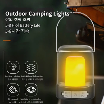 Jaunu Portatīvo Kempings Laternu Retro Uzlādējams Gaismas Liesmu Lampu 3 Apgaismojuma Režīmi Sadzīves Lukturīti LED Āra Kempings Gaismas
