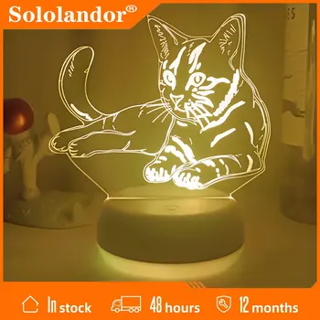 Jaunākās 3D Akrila Led Nakts Gaisma Maz Kaķis Attēls Nightlight par Kazlēnu, Bērnu Guļamistaba Miega Gaismas, Dāvanu, Mājas Dekoru, Galda Lampa