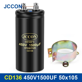 JCCON Skrūve Elektrolītisko Kondensatoru 450V1500UF 50x105mm CD136 Skrūvi Kondensatori CE105℃ Sākotnējā &Brand New Ar Balsteni 2000Hours