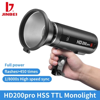 JINBEI HD200pro HSS TTL Āra Fotogrāfija Apgaismojums 1/8000S Profesionālā Akumulatora Monolight Portretu Kāzu Fotografēšanas Ceļojumu