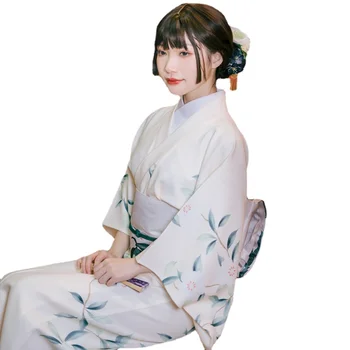 Kimono Tradicionālo Japāņu Sievietes Yukata Balts Cosplay Peldmētelis