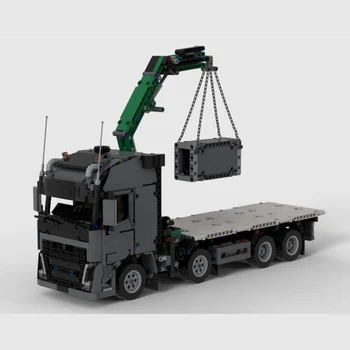 KM-34643 Crane Truck Celtniecības Bloku Modelis Savienoti Rotaļlieta Puzzle Bērniem Dāvanu