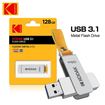 KODAK Memory stick 32GB 64GB lielu Ātrumu, U Diska Metāla Flash Drive Auto USB 3.0 128GB 256 GB ātrums 120MB/s Pendrive USB3.1 K133
